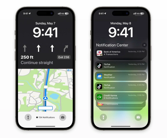 桥头镇苹果维修服务分享iOS17锁屏地图导航半屏显示长什么样 